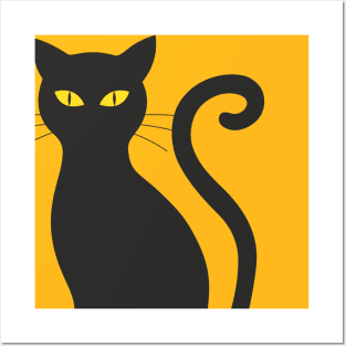 Cat Halloween Silhouette Mieze Black Cat Black Posters and Art